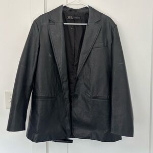 Zara Oversized Faux Leather Blazer